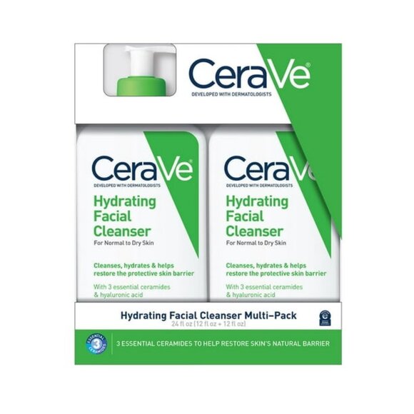 2 pk CeraVe Hydrating Facial Cleanser, Normal to Dry Skin, 12 fl. oz. - Picture 1 of 9